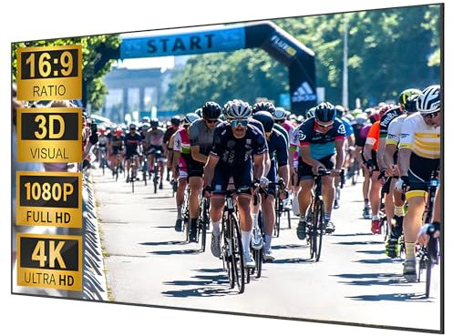 XOBRJQZ Fixed Frame Projector Screen, Diagonal 16:9, Home Movie Theater Projector, 8K / 4K Ultra HD 3D Projection Screen for Home Theater or Office(90 inch)