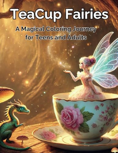 Teacup Fairies: A Whimsical Fairy-Themed Coloring Book for Stress Relief & Creativity