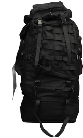 Wander Rucksack große Kapazität 100L Multi -Kompartiment -Design komfortabler Tragesystem Outdoor -Reise -Rucksack für Camping Mountainering Black Oxford Tuch