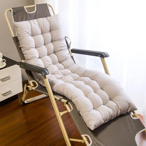 AQCQDQ Liegestuhl Auflage, Lange Liegenauflage,Deckchair Auflagen für Gartenliegen Hochlehner Auflage, Schwungliege Auflagen für Deckchair, Urlaub, Innen, Außen (48 * 125 * 8 cm,Grau)