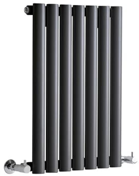 MILANO Anthracite Horizontal Single Oval Panel Radiator 600 x 413mm