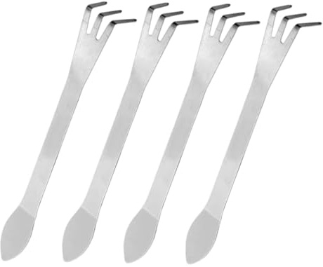 Warmhm Mini Rastrello Per Bonsai e Giardinaggio in Acciaio Inox, Set 4 Pezzi, Attrezzo Manuale Versatile Per Allentare e Pressare Terreno in Spazi Ridotti