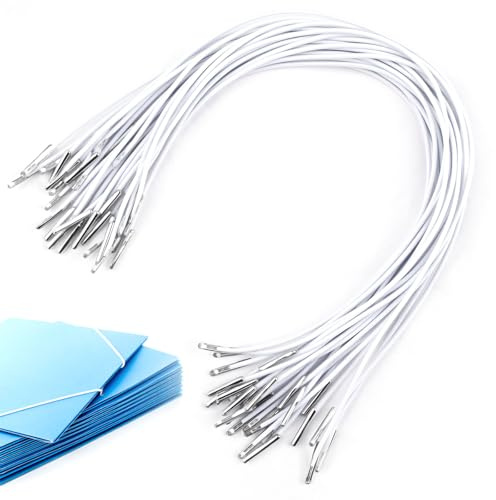 Notoke 30 piezas de goma elástica con púas, cordón elástico blanco redondo, cordón de goma con cierre de púas de metal, para sombrero de fiesta, máscaras, bolsas de regalo, menús, encuadernación de