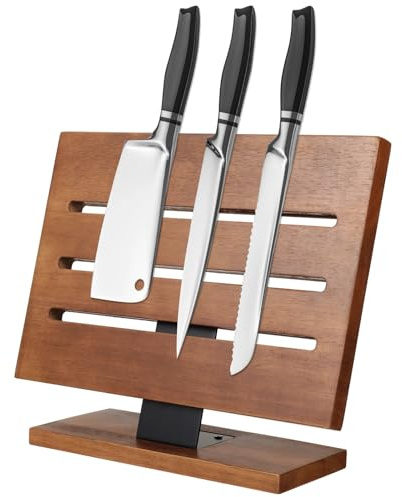 Kronabelle Ceppo portacoltelli da cucina, 32 x 22 cm, in legno di acacia