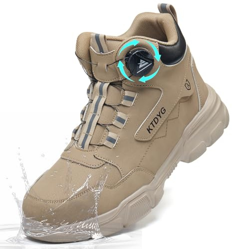 Steel Toe Cap Boots Mens Womens Waterproof Work Boots Lightweight Safety Trainers Non Slip Work Shoes with Swivel Buckle Shoelaces