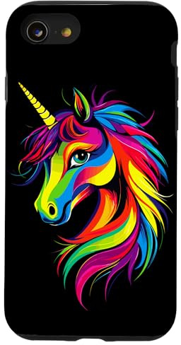 Licorne Coloré Arc-en-Ciel Cavalière Chevaux Équitation Coque pour iPhone SE (2020) / 7/8