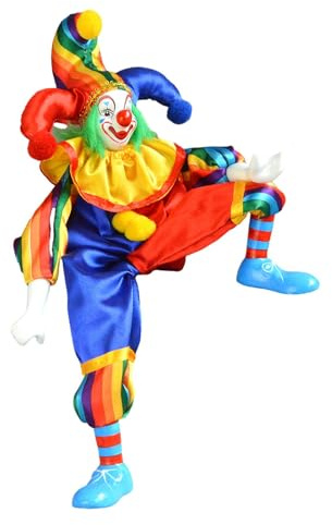 KSJOAIDDE Muñeca de payaso de cerámica para manualidades, recuerdo para el hogar, muñeca arlequín