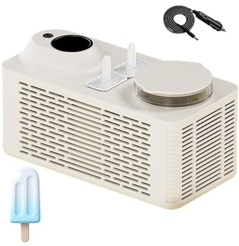 Mini Máquina de Paletas – Fabricante Portátil de Paletas Caseras, Incluye 4 Palitos, Hace 2 Paletas en 25 Minutos, Mini Fabricante de Hielo Para Oficina, Hogar, Camping, Rv, Co white car and home use