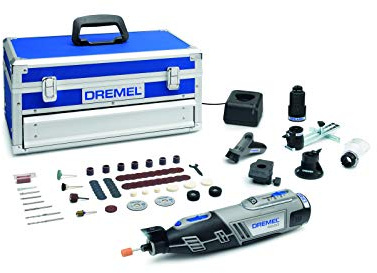 Dremel Platinum Edition 8220 - Multiherramienta inalámbrica, 12V, kit 5 complementos, 65 accesorios, velocidad 5.000 - 35.000 rpm para tallar, grabar, fresar, amolar, pulir, cortar y lijar, Negro/Gris