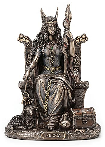 Veronese Design Nordische Göttin Frigga Liebe und Ehe Geschenke für Frauen Statue Kaltguss Harz Antik Bronze Finish Home Decor Skulptur | 18,41 cm hoch, kaltgegossenes Bronze-Harz, antikes Bronze-Finish mit blauen Akzenten, Details des keltischen Symbols