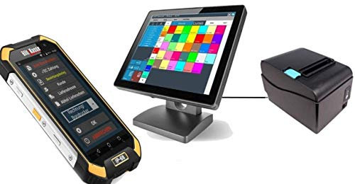 GASTRO Kassensystem mit IP68 5 Bestellterminal (Stoß- und Wasserschutz), Bondrucker, 15 Hauptkasse, DSFinV-K, TSE-Konform, ohne ABO, für Restaurant Cafe Biergarten