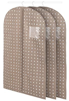Compactor Set med 3 brun liten klädpåse av 75 G fiberduk 7530C med vita prickar | 60 x 100 H cm, polypropen