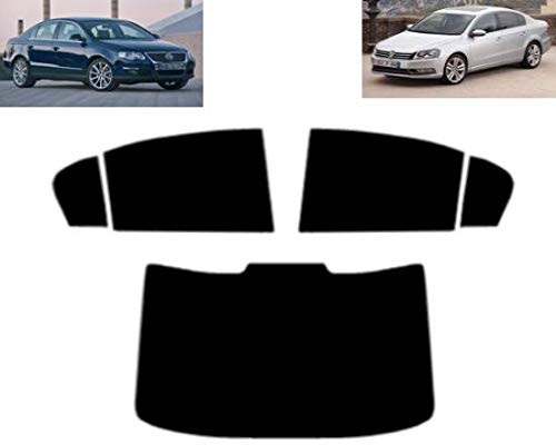 Passgenaue Tönungsfolie für Passat B6/ B7 4-Türen Limousine 2006-2013 Heck/Seitenscheiben (05% Tiefschwarz)