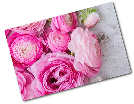 Tagliere in Vetro Temperato 80x52 cm con Piedini Antiscivolo Antigraffio Facile da Pulire con Stampe Durevole e Igienico Rettangolare Resistente al Calore da Cucina - Rose selvatiche