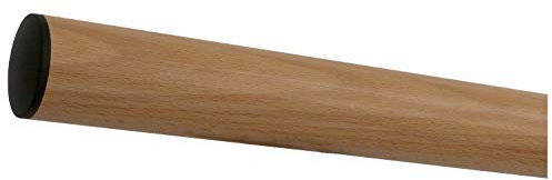 TIBU Buche Holz Handlauf Geländer 30-500cm mit schwarzen Endstücken Wandhandlauf Wand Treppe, Länge 2000 mm / 200 cm / 2,0 m und Enden leicht gewölbte schwarze Kappe
