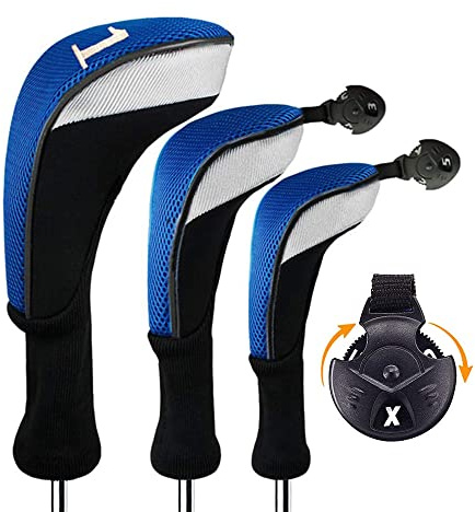 FINGER TEN Couvre Club De Golf Bois Housses Interchangeables sans Etiquette Hybrid Driver Fairway Set, Golf Club Head Cover Femme Homme Enfant Cadeaux en Plein Air