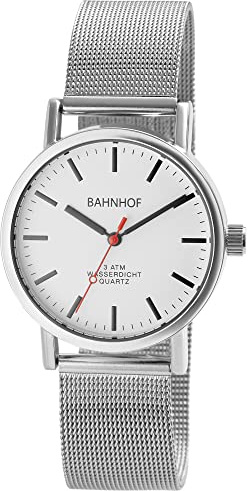 Bahnhof Herren Milanaise Armbanduhr Herrenuhr 35mm Bahnhofsuhr Meshband Uhr 3 ATM Wasserdicht