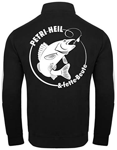 Spaß Kostet Männer und Herren Trainingsjacke mit Streifen Angler Petri Heil & Fette Beute Größe M - 3XL