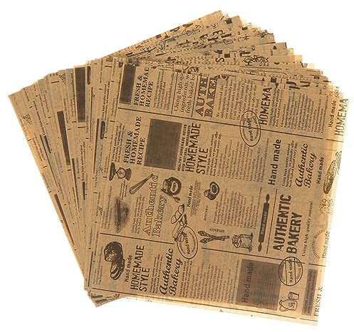DOITOOL Decorative Newspaper Parchment Paper - 50 Sheets Wax Paper for Food, Greaseproof Bbqs Picnic Bakery Liner