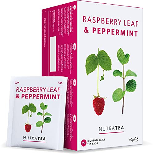 Nutra Tea - Té de hojas de frambuesa y menta para embarazadas y madres embarazadas - 120 bolsas - Herbal - (paquete de 6)