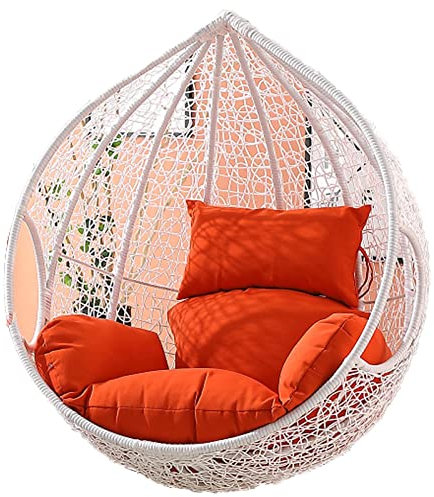 Yadlan HäNgesessel Kissen XXL, Sitzkissen HäNgesessel Indoor Korb Dick Polsterauflage, Auflagen & Polster für Schwingsessel Abnehmbarer Bezug, mit RüCkenlehne und Einstellbar KopfstüTze Orange