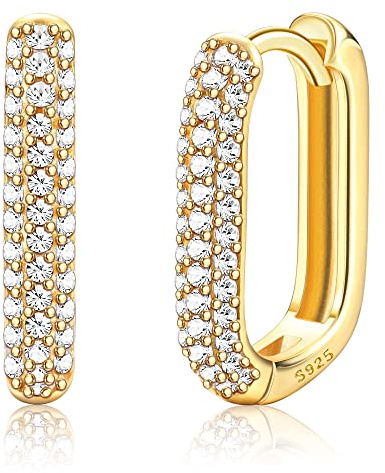 KRFY Creolen Gold 925 für Damen 18 Karat Vergoldet Zirkonia Ohrringe Gold Hypoallergen Huggie Ohrringe Creolen für Mädchen