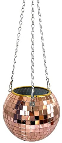 ZhuiKun Jardinière Suspendue Intérieur et Extérieur Boule Disco Pot de Fleurs Boule à Facettes avec Chaîne Vase Boule Disco Contenants de Plantes