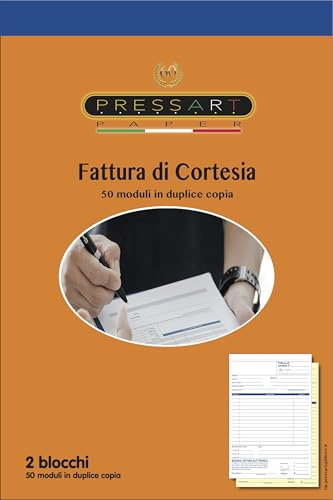 Pressart FdC - Fattura di Cortesia - 2 blocchi da 50 x 2 - f.to A4 - carta copiativa