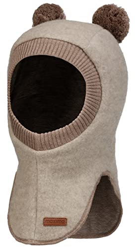 maximo Soft Wool GOTS Kinder Schlupfmütze Kindermütze Wintermütze Wollmütze Strickmütze - Made in Germany mit Futter Winter Herbst-Winter - 51 cm Hellbeige