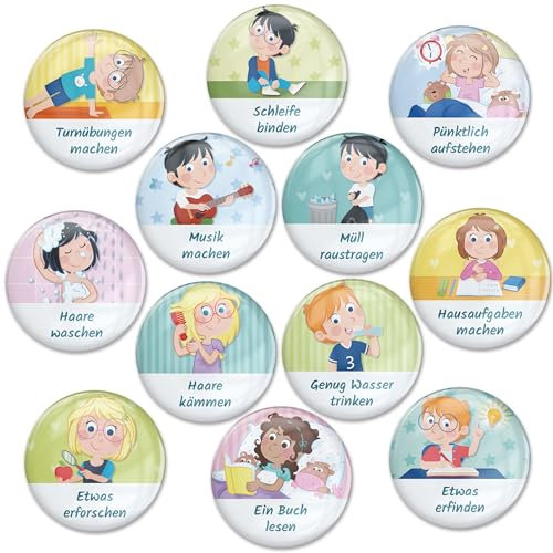 Papierdrachen Magnettafel Erweiterungs Set - kreativ & selbstständig - Tagesablauf für Kinder - Strukturierte Routine, Belohnungssystem, Wiederverwendbare Belohnungstafel