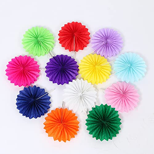 12 Stück Papier Fächer Dekoration Hanging Girlande Blumen Papierfächer Party Deko Set,Hängende Deko für Hochzeit Geburtstag Tea Party Tischdeko Classroom Baby Shower Backdrop Garland,10cm Mischfarbe