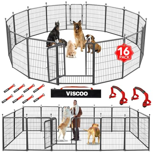 VISCOO Dog Playpen Outdoor, 16 Panels 40 High Metal Dog Fence with Gate, Pet Fence for Large/Small Dogs, Portable Dog Fence for RV Camping, Yard