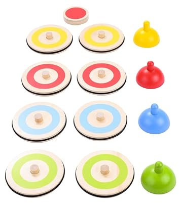 Engelhart – 606055 – Tischcurling-Set aus Holz – Buntes Familienvergnügen – Maße: Ø10 cm, Höhe: 6,5 cm – Ab 6 Jahre