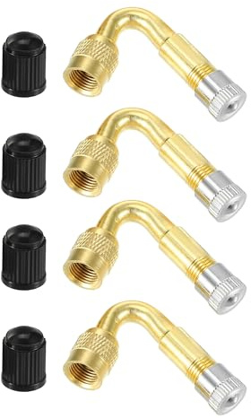 Partuto Tire Valve Stem Extenders 45-Degree Gold Tone 1 Set | 45-Degree Tire Valve Stem Extenders, for Cars Bicycles, Copper