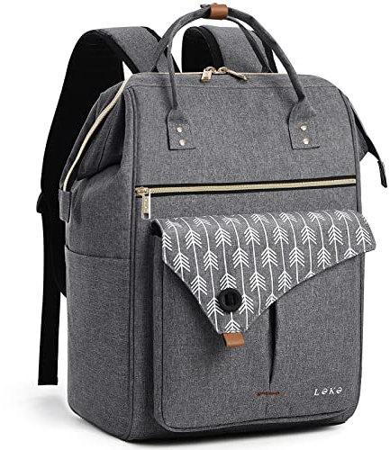 Lekesky Rucksack Damen Rucksack Wasserdicht, Schulrucksack Business Arbeit Daypack mit Anti Diebstahl für Uni/Reisen/Business/Arbeit/Teenager, Grau