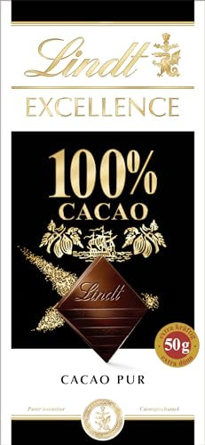Lindt Schokolade | EXCELLENCE Tafel 100% | 50g | extra dünne Feinherbe Bitter-Schokolade mit intensivem Kakao-Geschmack | vegane Schokoladen-Tafel