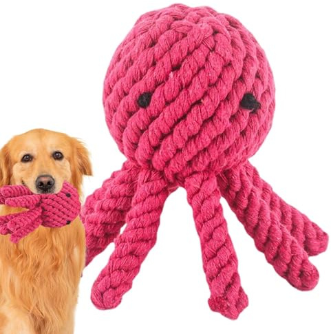 Qurygin Seil-Oktopus-Hundespielzeug, Oktopus-Bissspielzeug – Tauzieh-Training, Kauspielzeug, interaktives Hundespielzeug, Baumwollseil, Beißspielzeug für Welpen, kleine bis große Hunde
