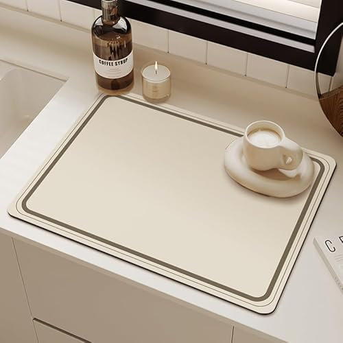 Gambo Abtropfmatte Braune Geometrie Spülbeckenmatte Für Geschirr,Umweltfreundlich,Hitzebeständig,rutschfest,Wasserfiltermatte,Starke Wasseraufnahme,Leicht Zu Reinigen,40 X 60 cm