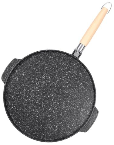 OWOHYG Teglia per Pizza in Pietra di Grano e Riso, 30 cm, con Fondo Piatto e Bassa Emissione di Fumo, per Uso Domestico, 32 cm (profondità 32 cm)