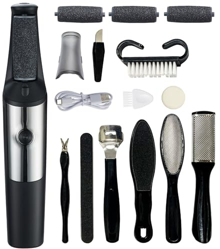 Electric Foot File Callus Remover – USB Rechargeable Hard Skin Remover with 3 Rollers, Professional Pedicure Tool for Dead & Dry Feet, Home Foot Care Accessories