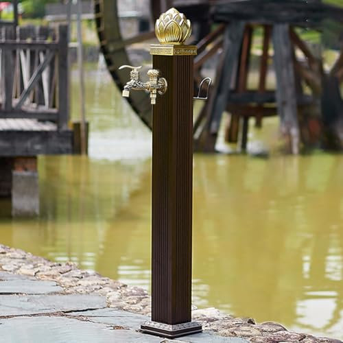 Fontana da Giardino in Stile Antico, Colonna d'Acqua da Giardino, Rubinetto antigelo per Lavaggio Cortile, per annaffiare e Pulire Il Giardino(114CM/44.9IN)