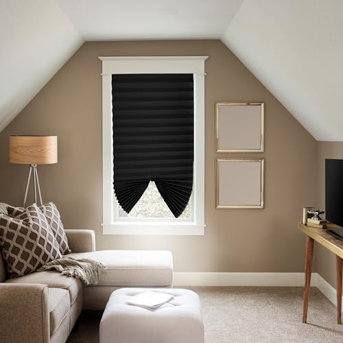 BLINDECOR | Estor Plisado sin Taladrar Velcrado | Plisada BK Basic|Opaco 31 Negro 60X190 | Plisada Opaca para Ventanas