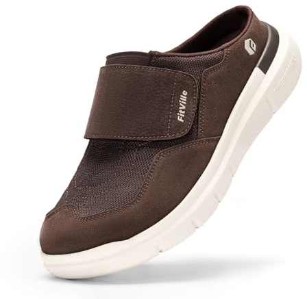 FitVille Diabetic Shoes for Men Wide Width Mens Diabetic Slippers Extra Wide Slip On Slippers for Swollen Feet Slip on shoes with Arch Support