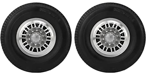 RC Tire Wheel Hub Set Aluminum Rims Rubber Tires Replacement Tamiya 1/14 Dump Truck