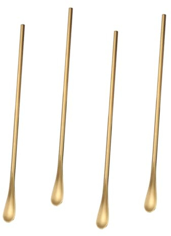 Cabilock 4 piezas Cucharas Largas de Acero Inoxidable Miel y Jarabes Mango Alargado para Líquidos Viscosos Fáciles de Limpiar y Duraderas