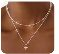 FIOROYAL Kreuz Halskette Damen 925 Silber Anhänger Kette | 14K Gold Vergoldet Dainty Layering Kreuz Pendants Kette Gold Silber Halskette Damen Schmuck Geschenk