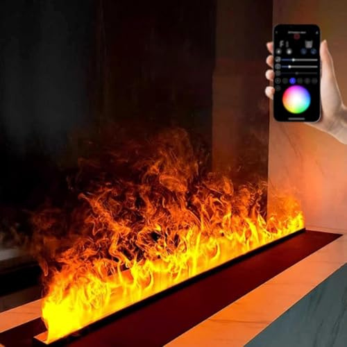 ZHNANDAMAI Cheminée à Vapeur d'eau | Humidificateur Encastré avec Application | Télécommande | Effet Flamme 3D | Cheminée avec télécommande [800 mm, Noir] sans Chauffage