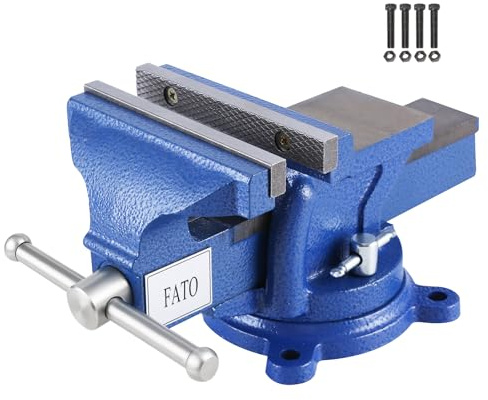 FATO FATO 5 Inch Light Duty Bench Vise – Ductile Iron Workbench Vise with 360° Swivel Base & Head, Anvil and Pipe Jaws, 4.92 Jaw Width 3.94 Opening, for Woodworking, Garage DIY