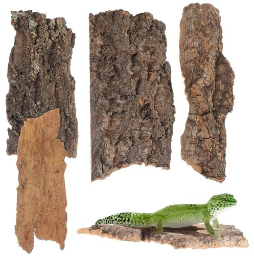 Abaodam 4 Stück Reptilien-baumrindenverstecke, Natürliche Korkrinde für Terrarien, Eidechsen, Geckos, Schildkröten, Schlangen, Kletterdekoration, Zubehör für Reptilien-terrarien,