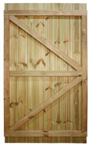 Bespoke Flat Top Wooden Garden Gate, 6ft x 3.5ft T&G Fully Framed Door | Up to 180cm High x 105cm Wide, Made to Measure, Heavy Duty, Pressure Treated, Pedestrian Rear Gate Entry, Side Gate Entrance